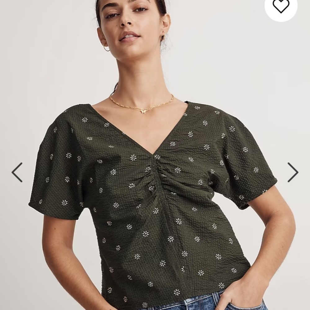 Madewell Voille puff sleeve top in green floral